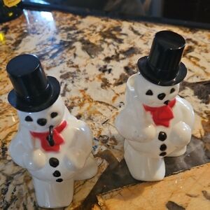 Vintage 1950's Hard Plastic Rosbro Frosry The Snowman Christmas Candy Container